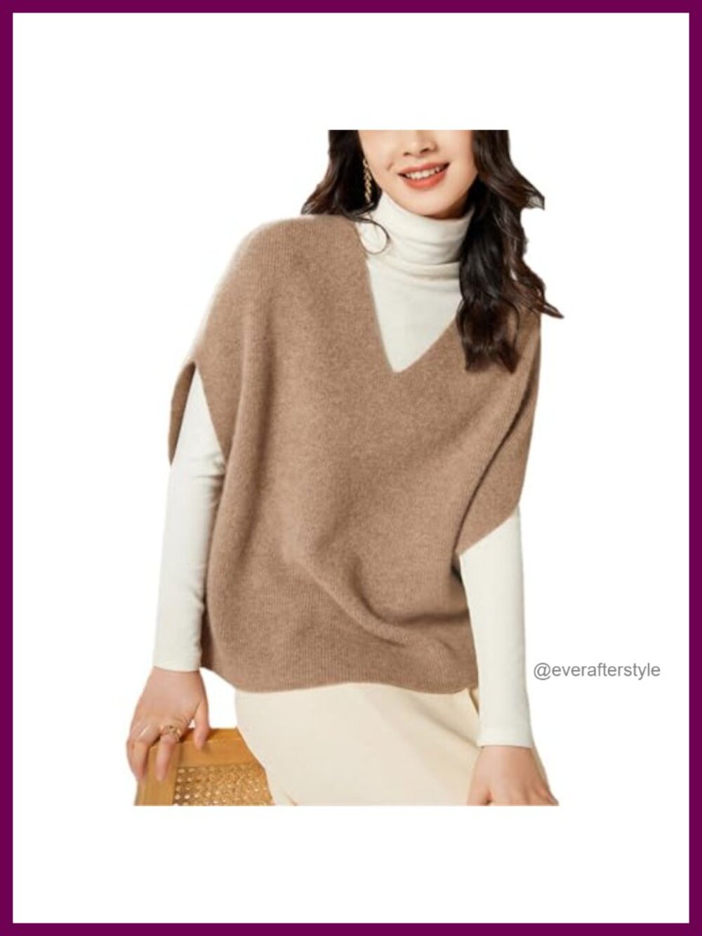 100% Pure Wool Sweater Vest V-Neck Sleeveless Loose Fit Knit Layering